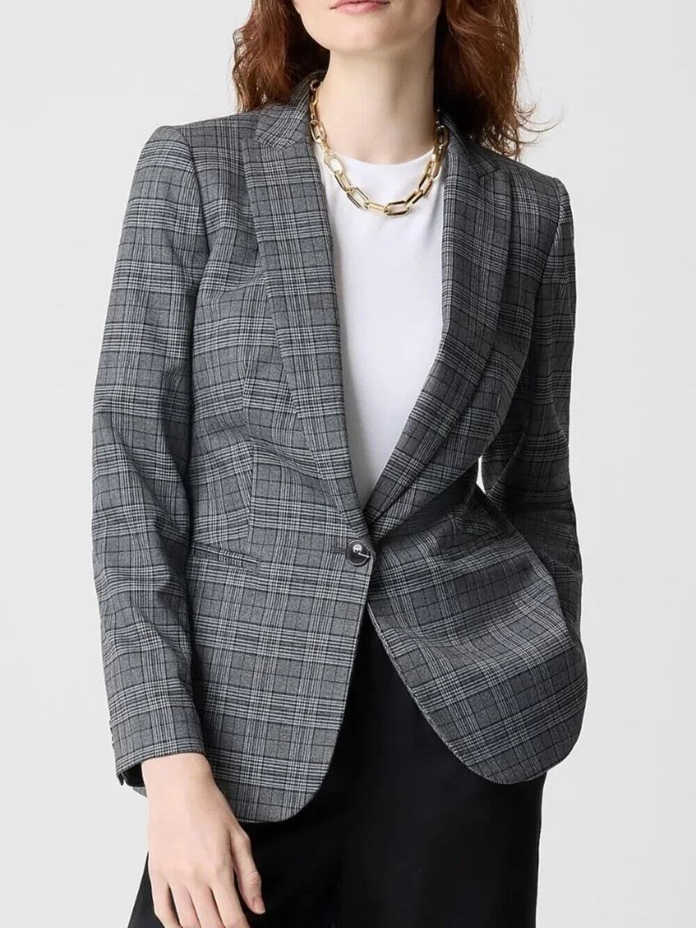 NWT J. Crew Factory Relaxed One-Button Plaid Blazer Size 12